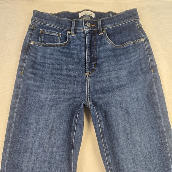 Loft Womens Kick Crop Dark Wash Jeans Size 27 Raw Hem - Picture 2 of 14